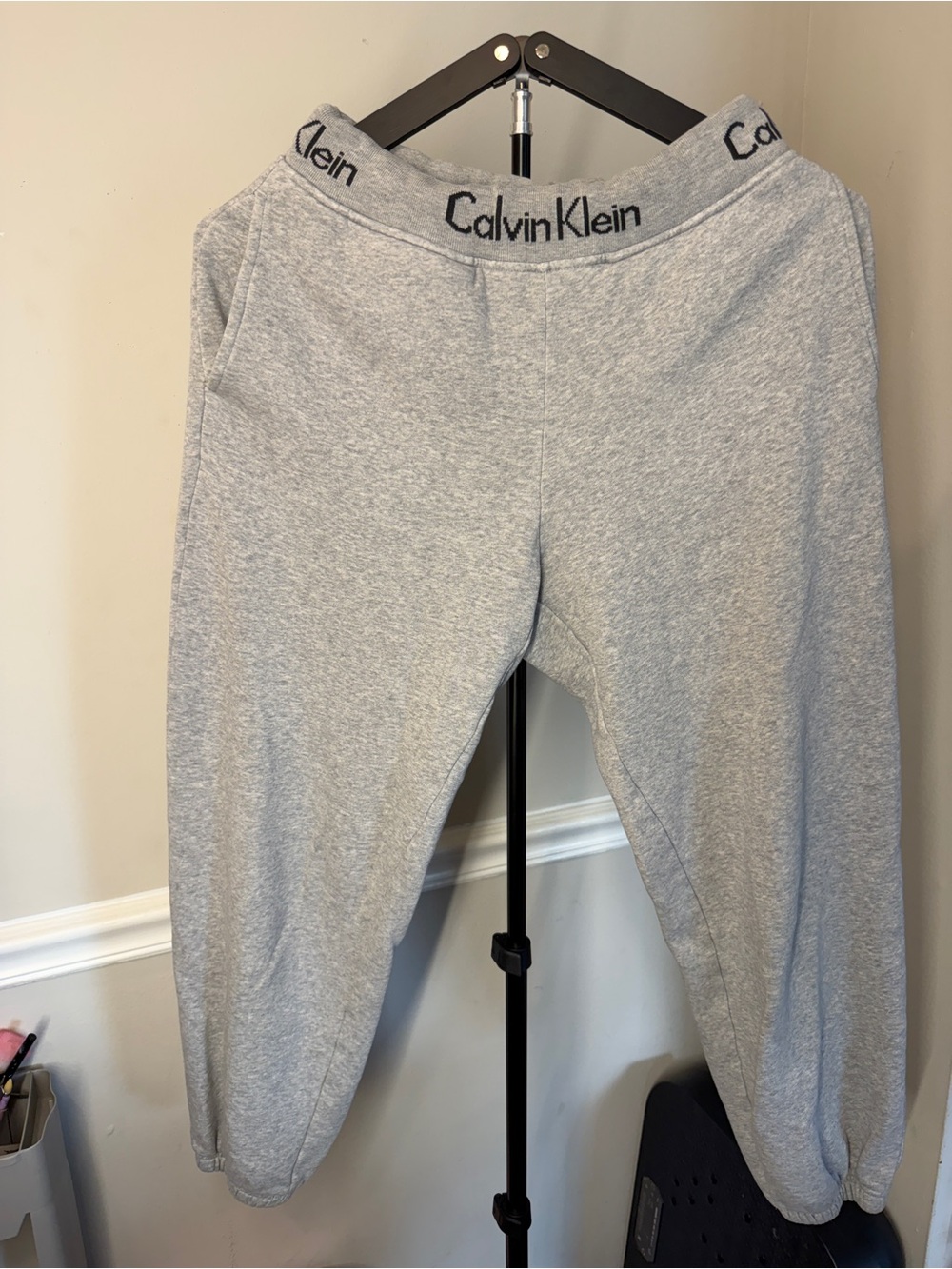 Calvin Klein Light Gray Men’s Sweatpants with Logo Waistband